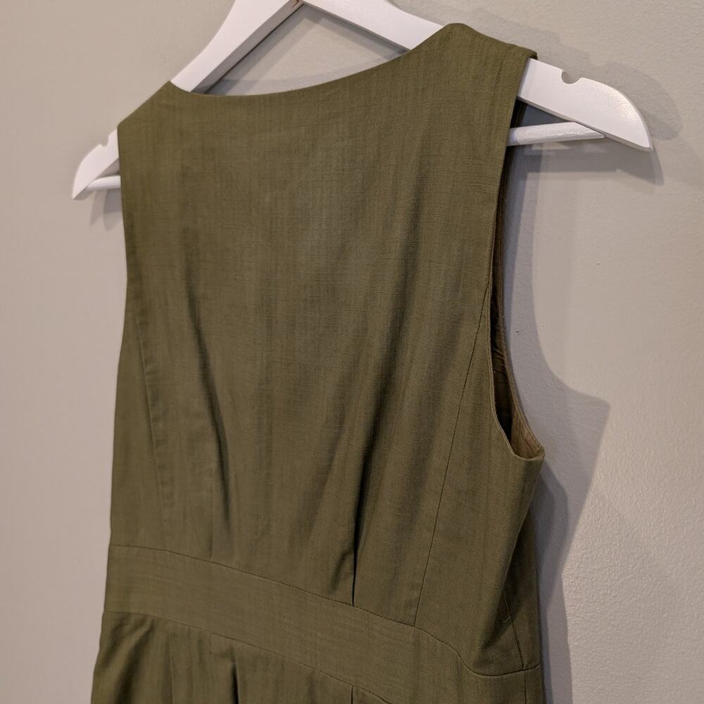 J Crew Caroline Green Dress Pleated Pockets Sleeveless Casual Classic - Size 2 - Picture 5 of 7